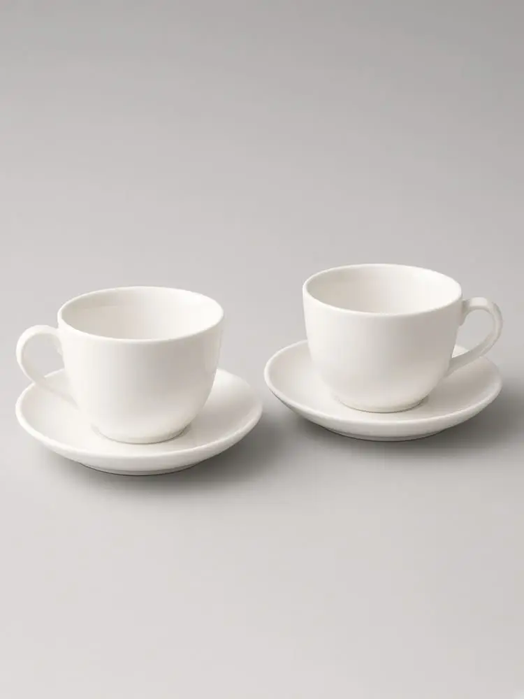 Linen White Tea Cup Pair